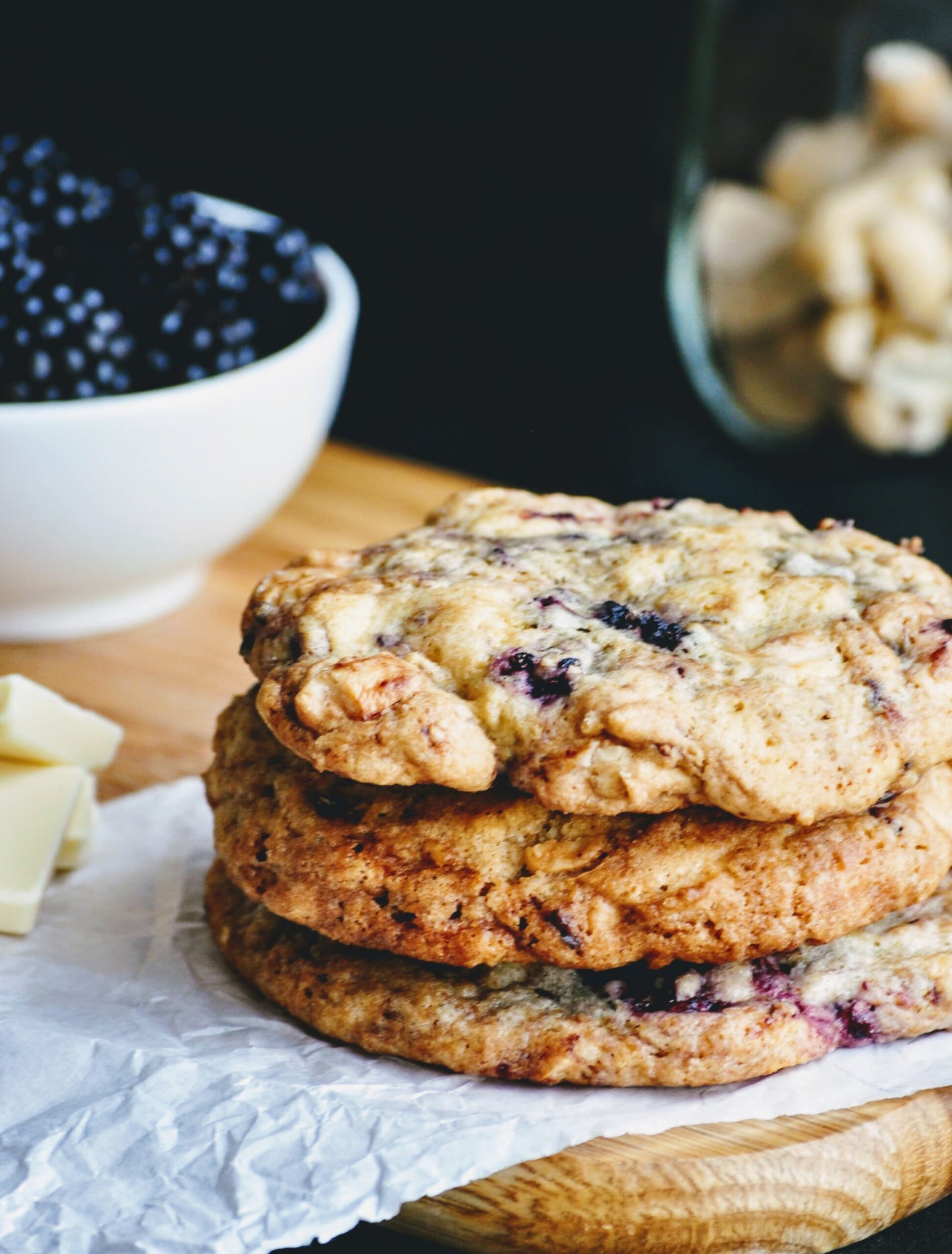 Blackberry-White Choc-Cashew Cookie