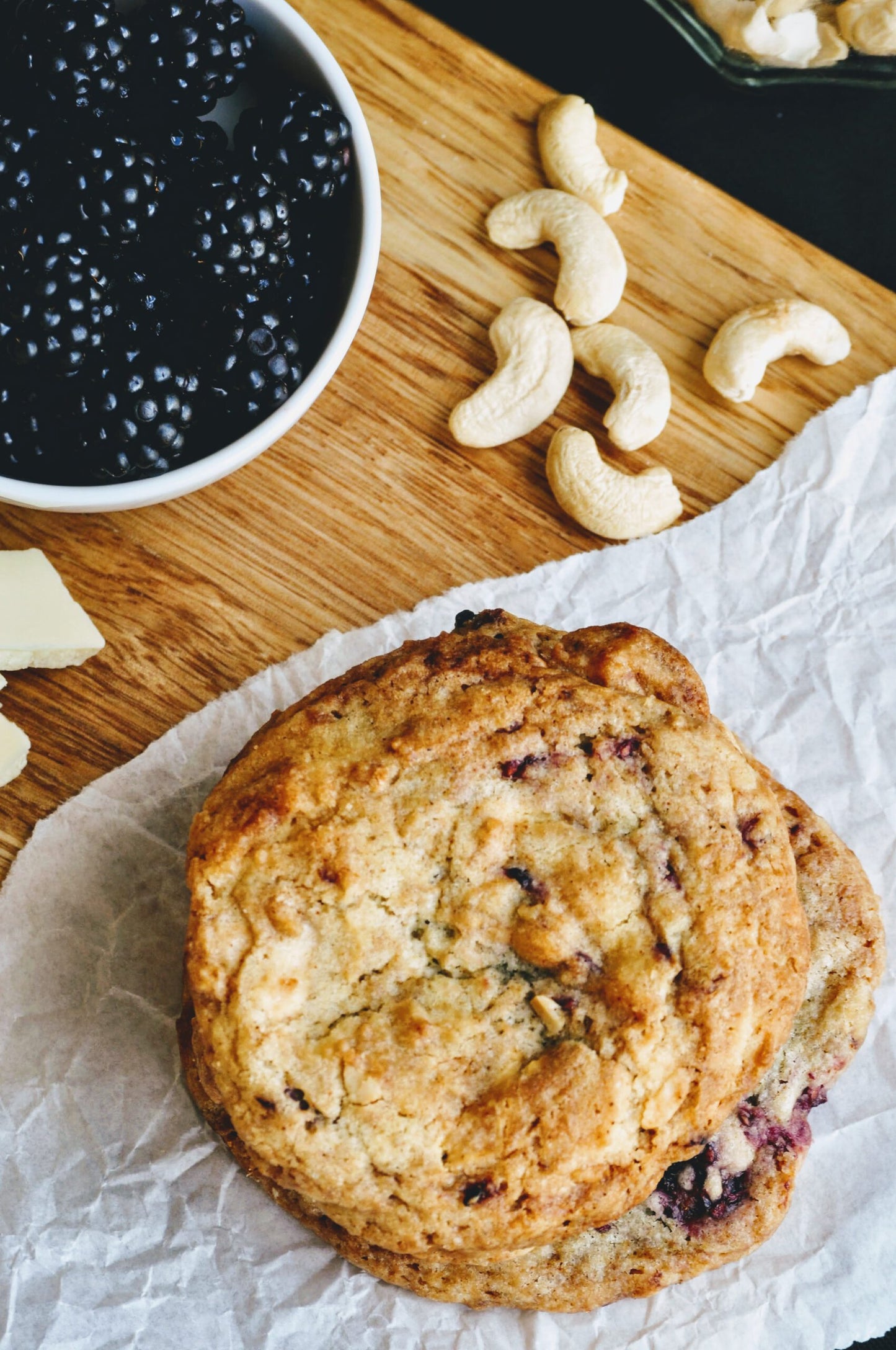 Blackberry-White Choc-Cashew Cookie